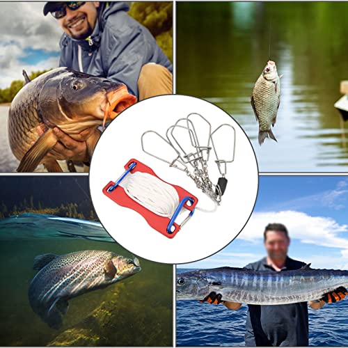 Live Fish Lock, Stainless Steel Buckle, 8m Wear Resistant Nylon Rope, Professional Gear Accessories for Big Catch, Quick Release Stringer for Kayak Fishing Gear - color: Red