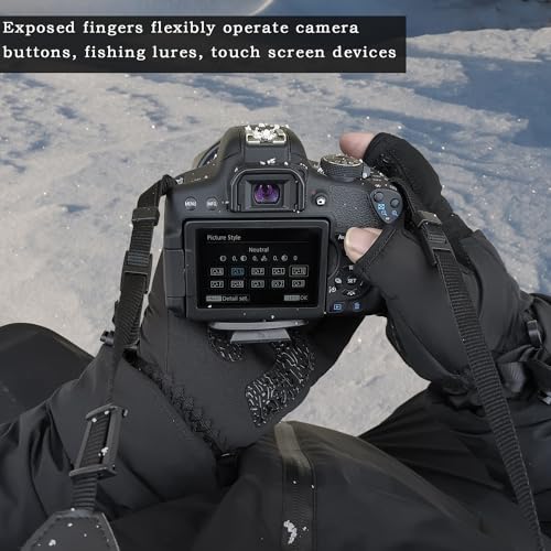 Drasry Neoprene Palm Ice Fishing Gloves 3-Cut Fingers Warm for Men and Women Cold Weather Insulated Great for Winter Fly Fishing Photography Running Shooting Hunting Hiking - size: Small