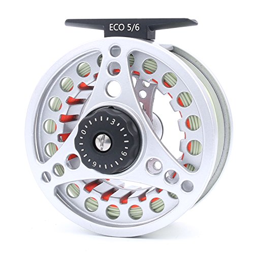 M MAXIMUMCATCH Maxcatch ECO Large Arbor Fly Fishing Reel (3/4wt 5/6wt 7/8wt) and Pre-Loaded Fly Reel with Line Combo - color: Silver (With Line Pre-loaded), size: 3/4 weight