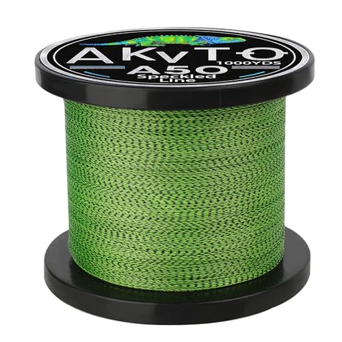 Speckled Braided Fishing Line, 1000 Yards, Low Memory PE, 6-80LB Test, Green - size: 0.12MM/8LB