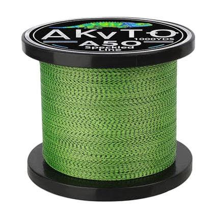Speckled Braided Fishing Line, 1000 Yards, Low Memory PE, 6-80LB Test, Green - size: 0.12MM/8LB