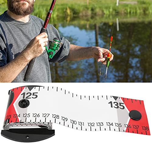 138 X 5cm PVC Fish Measuring Ruler, Foldable Fish Measuring Tape with Cm Inch Scale, Compact 8 X 5.5cm Roll, for Boat Kayak Ice Fishing Anglers (Red) - color: Red