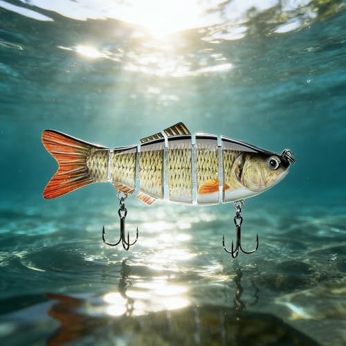 10cm 6-Segment Bionic Swimbait Multi-Jointed Hard Fishing Lure with Treble Hook Realistic Fake Bait for Outdoor Fishing for Men, Anglers, Father’s Day & Birthday