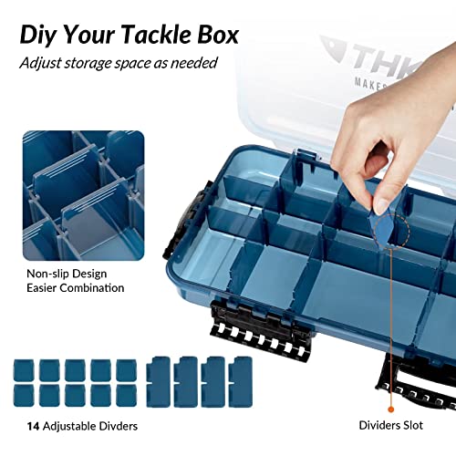THKFISH Fishing Tackle Box 3700S Tackle Tray Floating Fishing Lure Box Storage Organizer Small Plastic Box with Adjustable Dividers,Sun-Proof 1PC - color: 1PC-3700