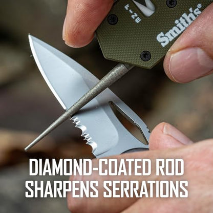 Smith’s Pocket Pal Tactical Knife Sharpener - 2 Stage Sharpener & Diamond Sharpening Rod - Pocket Clip - Outdoor Hunting Knife & Hook Sharpener - Compact & Lightweight - style: PP1-Mini Tactical (OD Green)