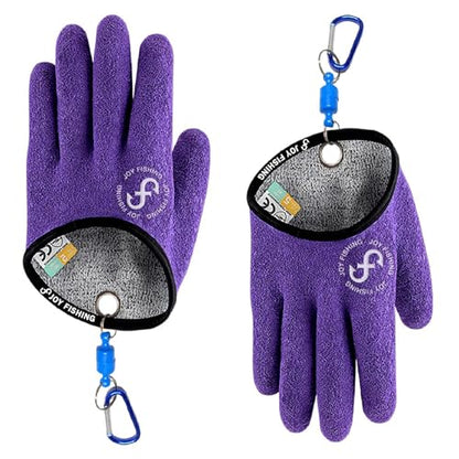 Fishing Gloves with Magnet Release - Non-Slip, Professional, Puncture Proof, Fish Handling - color: Left and right