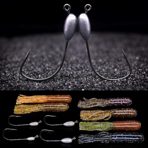 XFISHMAN-Tube-Jig-Heads-for-Bass-Fishing-Tube-Bait-Hooks 1/16oz 1/8oz 3/16oz 1/4oz (12-Pack) - color: 3/0 Hooks, size: 3/16oz (12-Pack)