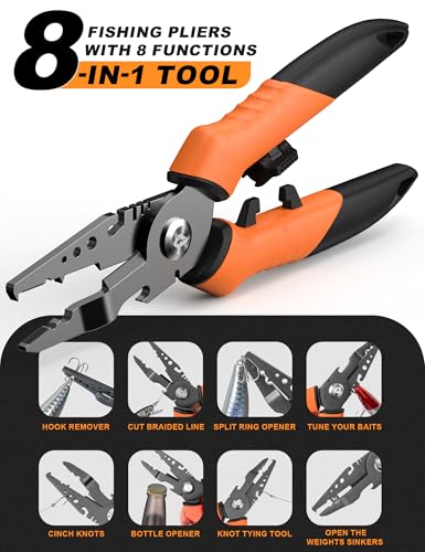 2PC Fishing Tool Kit - 7" Fillet Knife,Fishing Pliers,Multitool Hook Remover Fishing Pliers,Fishing Gear for Saltwater - color: 7"Fillet Knife with Magnetic Protective Sheath+ 7.5"Fishing Pliers