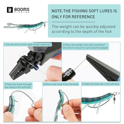 Booms Fishing TR1 Tokyo Rig, Pre Rigged Punch Shot Rig, Replaceable Hook Punchshot Kit, Bass Fishing Accessories Including Brass Bullet Weights, EWG Hooks, Barrel Swivel, Split Ring, Steel Wire, Bead - color: Black_1/2oz_4pack