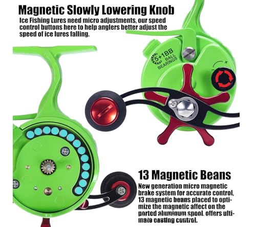 Ice Fishing Reel High-Speed Ratio Inline Freespool Reel Wear-Resistant 5+1 BB Ice Fishing Gear for Sea Lake Pond Metal Spool