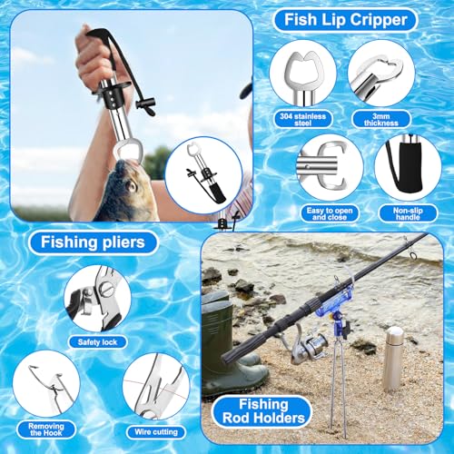 Father's Day Telescopic Fishing Rod Kit, 6.89ft/5.91ft 2 Pcs Collapsible Rod for Him with Landing Net, Tackle Bag, Gloves, Lures, Pliers, Gift for Dad for Saltwater Freshwater Fishing - size: 5.91 FT