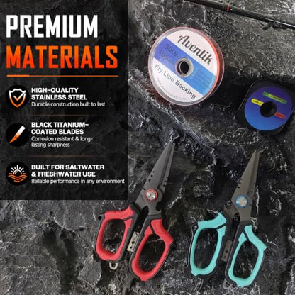Eupheng 6.5" Pro Multifunction Fishing Scissors for Braided Line Mono Fluorocarbon wire lines,Dual Serrated Titanium Blades Non-Slip Grip Fishing Shears Enlarged Finger Holes with Bottle Opener - style: 6.5in Red Scissors