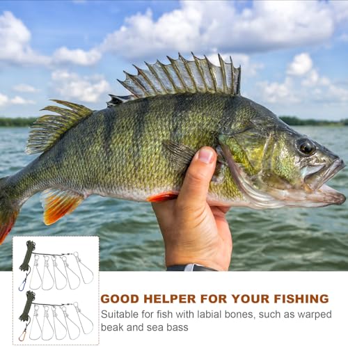BESPORTBLE Fishing Stringer Clip ,2 Sets Fish Stringer with 5 Stainless Steel Snaps - Fish Lock/Holder for Kayak Hiking Outdoor Fishing（Random Color