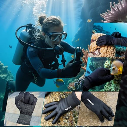 Neoprene Gloves, 3mm Anti-Slip Diving Gloves Waterproof Wetsuit Gloves for Scuba Fishing Kayaking Surfing Swimming - color: Black-With Strap, size: Small