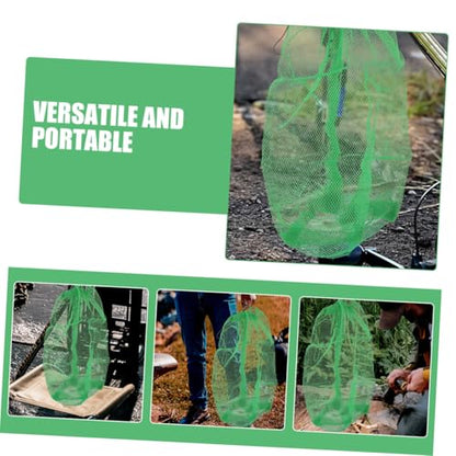 SUPVOX Portable Nylon Fishing Net Bag with Drawstring, 100x60cm Collapsible Fish Keeper Net for Outdoor Live Fish Storage and Crab Catching