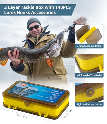 140/234PCS Fishing Lures Kit with Pliers, Fishing Gear Tackle Box Included Tackles, Bionic Baits,Spoon, Hooks, Weights Freshwater, Saltwater and Accessories for Men Women Kids - size: 140PCS