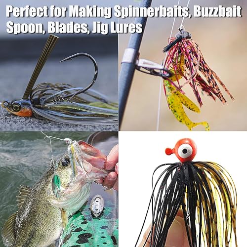 Spinnerbait Skirts Jig Skirts Bass Fishing Jigs Replacement Skirt Silicone 50 Strands Umbrella DIY Fishing Lures Rubber Skirt for Spinnerbaits Buzzbaits Squid Jig Baits Lures - style: 12pcs