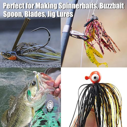 Spinnerbait Skirts Jig Skirts Bass Fishing Jigs Replacement Skirt Silicone 50 Strands Umbrella DIY Fishing Lures Rubber Skirt for Spinnerbaits Buzzbaits Squid Jig Baits Lures - style: 12pcs