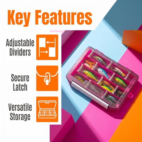 2-Pack Fishing Tackle Boxes,Small Tackle Trays with Adjustable Dividers for Hooks, Weights, Swivels, Hard Lures (Pink) - color: 2 Pack Pink(Size: 8" L x 5.5" W x 1" H)