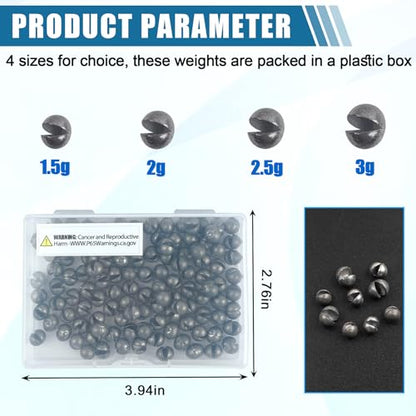 Split Shot Fishing Weights, 100pcs Round Split Shots Fishing Sinkers Removable Egg Weights Sinkers Clip On Weight Fish Line Sinker Tackle for Saltwater Freshwater - size: 2.5g-100pcs