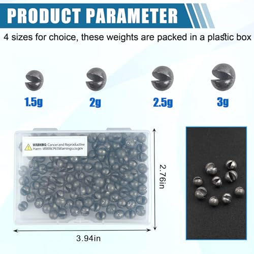 Split Shot Fishing Weights, 100pcs Round Split Shots Fishing Sinkers Removable Egg Weights Sinkers Clip On Weight Fish Line Sinker Tackle for Saltwater Freshwater - size: 2g-100pcs