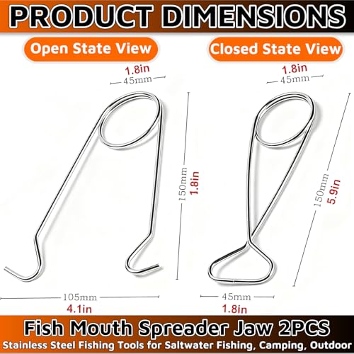2PACK Fish Mouth Spreader Jaw，6 Inch Water Bottle Hanger Hook Rack，Fish Mouth Jaw Spreaders Portable Fishs Hook Remover Tool Kit Stainless Steel Fishing Tools for Fishing Saltwater Camping Outdoor