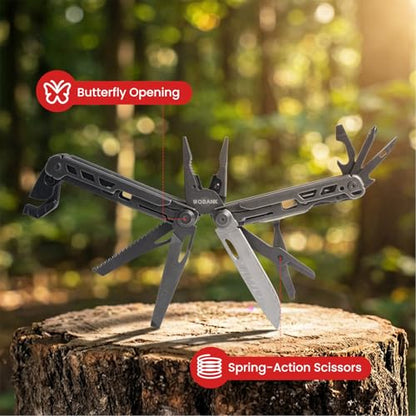 Multitool, 16-in-1 Stainless Steel Multi Tool Pliers with Adjustable Hex Wrench, Damascus Pocket Knife, Nylon Sheath for Survival, Camping and Hunting, Hiking, Simple Repair - size: 16-in-1