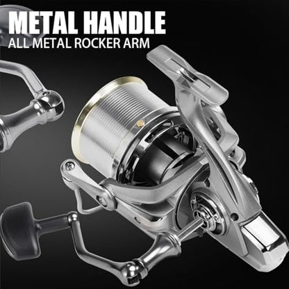 Heavy Duty Spinning Reel Metal Body with CNC Machined Spool 55LB Max Drag 8/10+1 BB Ultra Smooth 4.1/4.6/4.8:1 High Speed Gear Ratio Saltwater Freshwater Fishing Reel for 8000 to 16000 Series - color: SKM12000