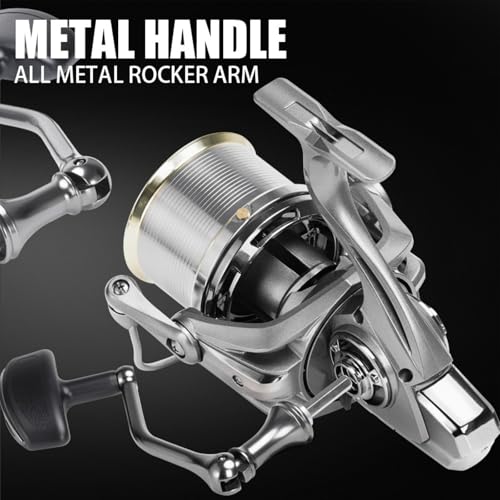 Heavy Duty Spinning Reel Metal Body with CNC Machined Spool 55LB Max Drag 8/10+1 BB Ultra Smooth 4.1/4.6/4.8:1 High Speed Gear Ratio Saltwater Freshwater Fishing Reel for 8000 to 16000 Series - color: SKM12000