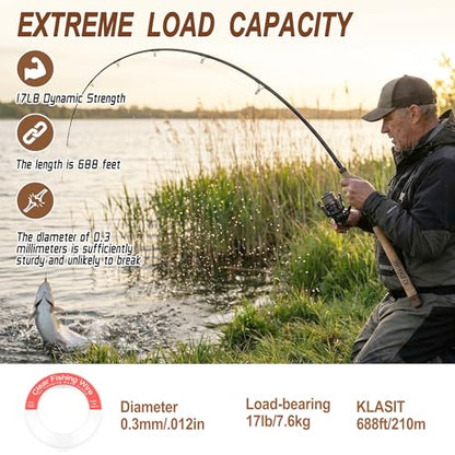 KLASIT Fishing Line 788FT,Invisible Monofilament Fishing Wire,Supports 43 Pounds Strong Nylon Invisible Thread for Hanging Decorations,Balloon Garland,Crafts,Picture Display - style: 0.3mm/688ft/17lb