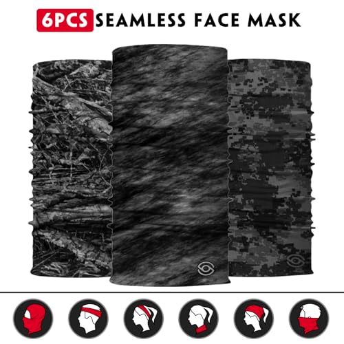Neck Gaiter for Men Women Headwear Bandana Head Wrap Face Scarf Mask Cover Warmer Balaclava-Seamless & Versatile - color: B-black-camo