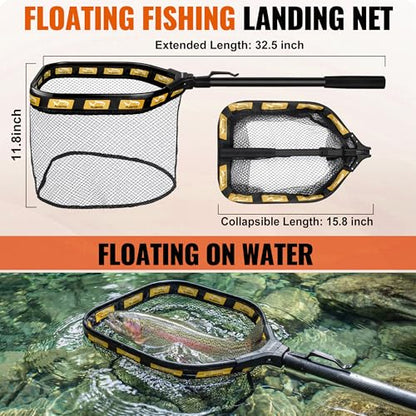 PLUSINNO Fishing Gear- Fishing Rod and Reel Combos, Fishing Backpack, Fishing Net, Fishing Bag with Rod Holders and Tackle Box for Freshwater/Saltwater, Fishing Gifts for Men - style: Khaki Backpack Tools With Rod&net