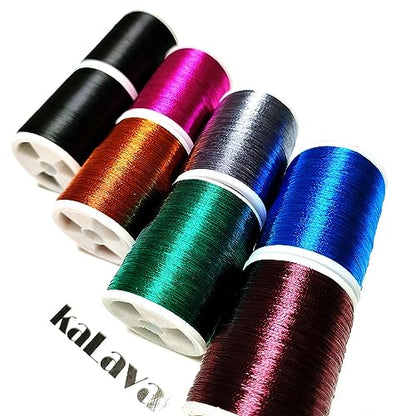 (8pcs*240yd) Kalavarma Rod Wrapping Thread for Fishing Rod Wrapping Thread Rod Building Repair - style: Metallic klm020