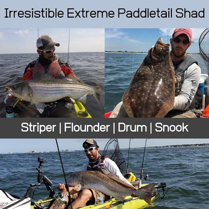 Extreme Paddle Tail Swim Baits - Soft Plastic Swimbaits, Premium Paddle Tail Swimbaits for Bass Fishing, Great Action Lifelike Saltwater Soft Swimbait Shad Lure - color: Green Pumpkin Shad, size: 5.5"