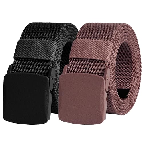UNGGJKB Men's Tactical Belt, Nylon Casual Elastic Belt, Work Belt That Can Be Cut And Adjusted - color: Red/Black