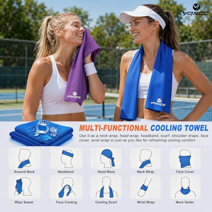 YQXCC 4 Pack Cooling Towels 40"x12", Cool Ice Towels for Neck & Face | Cooling Neck Wraps, Soft Breathable Microfiber Chilly Towels, Ideal for Gym, Yoga, Golf, Running, Camping & Hot Weather - color: 2 Purple, 2 Dark Gray