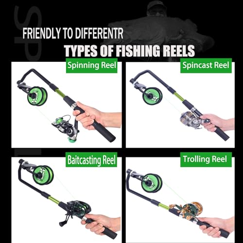Fishing Line Spooler, Adjustable line Winder,No Line Twist, Portable for Casting & Spinning and Trolling Reel - color: Green Line Spooler