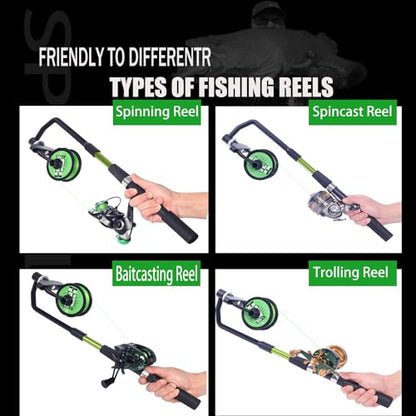 Fishing Line Spooler, Adjustable line Winder,No Line Twist, Portable for Casting & Spinning and Trolling Reel - color: Green Line Spooler with Tools