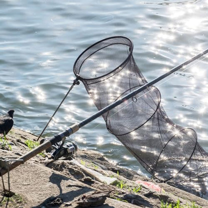 PATIKIL Fishing Cage Basket, Collapsible Fishing Net Nylon Fishing Bait Mesh with Anchor Bolt for Crayfish Minnows Shrimps