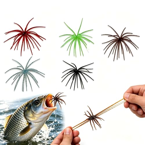 Tentacle Fishing Lure,Dice Bait Soft Plastic Swim Bait,Sea Urchin Lure,for Drop Shot,Weird Fishing Rig,Trout Sea Bass Mandarin Fish Catfish Slow Sinking Soft Lure 2.36 in,3.9 in and 4.3 in. - size: 5PC-3.9"