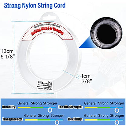 Clear Fishing Wire, Acejoz 656FT Fishing Line Clear Invisible Hanging Wire Strong Nylon String Supports 40 Pounds for Balloon Garland Hanging Decorations - style: 0.55mm, 460ft, 48lb
