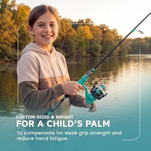 DaddyGoFish Spinning Fishing Rod and Reel Combo Set with Tackle Box | Kids Fishing Pole | Carbon Fiber Telescopic Fishing Rod Kit | Spinning Reel for Travel Saltwater Freshwater Fishing Gear Kit - color: Mint