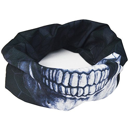 Obacle Neck Gaiter Face Mask Bandana for Dust Wind Sun Protection for Men Women - color: Black White Skull