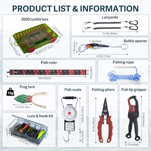 Goture Fishing Lures with Tackle Box and Fishing Tool Kit Set for Men Women, Include Fish plier, Fish Ruler, Fishing Gripper, Weigh Scale with Gift Box - color: Gift Boxed, size: Tools Set+66pcs Lure Kit+Fishing Scale