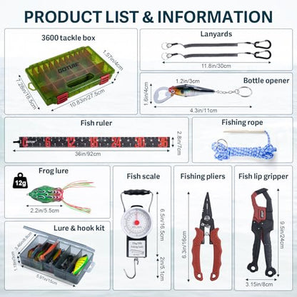 Goture Fishing Lures with Tackle Box and Fishing Tool Kit Set for Men Women, Include Fish plier, Fish Ruler, Fishing Gripper, Weigh Scale with Gift Box - color: Gift Boxed, size: Tools Set+66pcs Lure Kit+Fishing Scale