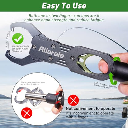 Fishing Pliers,Fish Lip Gripper & Scale Combo - Saltwater Resistant Fishing Tools Kit,Multitool Hook Remover and Split Ring Pliers with Sheath,Fishing Gear,Fishing Gifts for Men - size: Gripper + Pliers