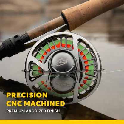 SF SF-003 Pro Fly Fishing Reel for Freshwater,CNC Precision Machining Process,Mid Arbor Design,Smooth Drag System,Lightweight Aluminum Body - size: 5/6wt, style: Gunmetal Gray Kt1