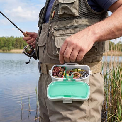 Insulated Live Bait Holder Waist Mounted Dual Layer Fishing Bait Bucket Container with Lid and Lock Portable Plastic Lure Worm Storage Tackle Box, Keeps Baits Fresh and Alive - style: Simple Style