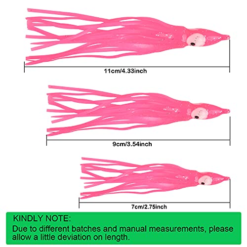 Fishing Squid Skirts Lures Octopus Skirts Trolling Lures Soft Plastic Fishing Tackle Squid Bait for Saltwater Bass Salmon Trout - color: Pink, size: 2.75in - 30pcs