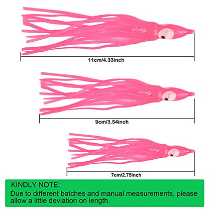 Fishing Squid Skirts Lures Octopus Skirts Trolling Lures Soft Plastic Fishing Tackle Squid Bait for Saltwater Bass Salmon Trout - color: Pink, size: 2.75in - 30pcs